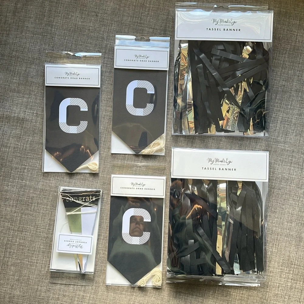 Graduation Congratulations Decor My Mind's Eye Black White & Silver Banners Set